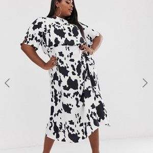 Ruched Dress in Cow Print NEW W/ TAGS